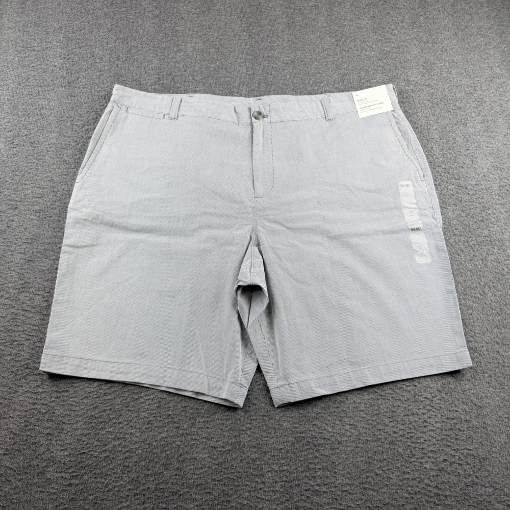 Calvin Klein Men's Seersucker Striped Chino Shorts Size 40 Blue White Body Fit